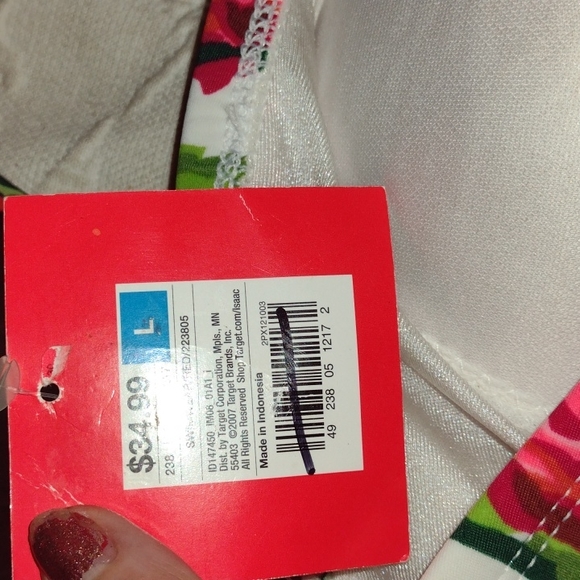 NWT size large Women's ISAAC MIZRAHI  one piece red and green bathing suit - Picture 6 of 9